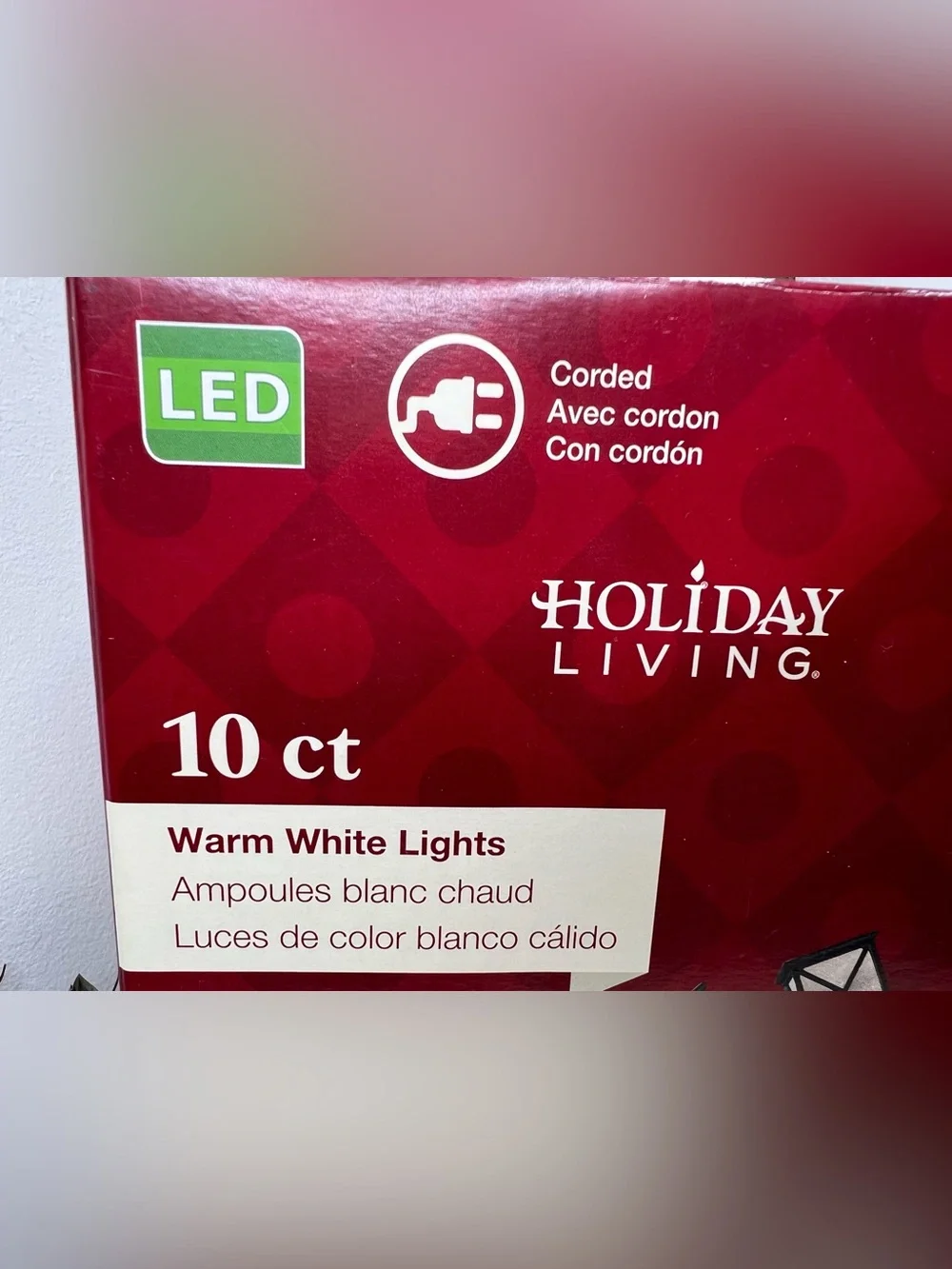 Brand New-Holiday Living Lantern 10-Count 9-ft White LED Christmas Lights